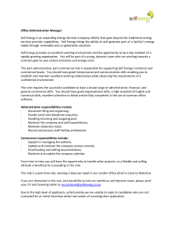 Office Administration Manager Self Energy provides an excellent