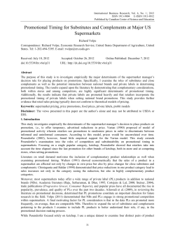Promotional Timing for Substitutes and Complements at Major US