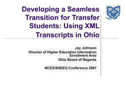 Developing a Seamless Transition for Transfer Students: Using XML