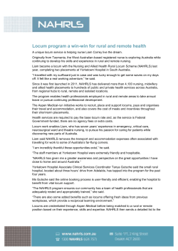 Locum program a win-win for rural and remote health