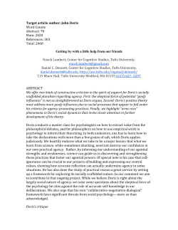 Target article author: John Doris Word Counts Abstract: 78 Main