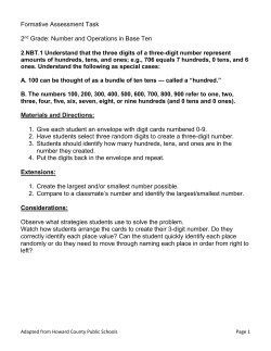 Formative Assessment Task - Waterbury Public Schools