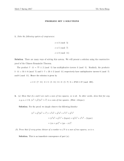 Serin Hong PROBLEM SET 3 SOLUTIONS 1. Solve the following