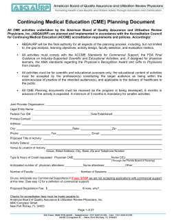 JP CME Planning Document
