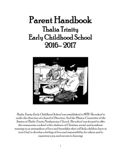 Parent Handbook Thalia Trinity Early Childhood School 2016– 2017