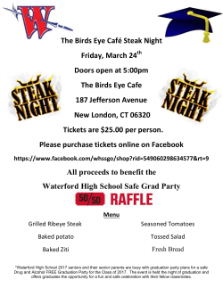 The Birds Eye Caf&eacute; Steak Night Friday, March 24 Doors open at 5
