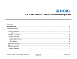 RCIS.com for Producers - Producer Enrollment and Registration