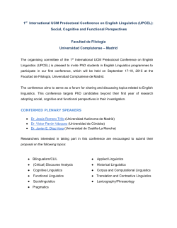 1st International UCM Predoctoral Conference on English