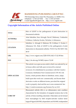 Copyright Information of the Article Published Online TITLE Role of