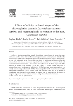 Effects of salinity on larval stages of the rhizocephalan barnacle