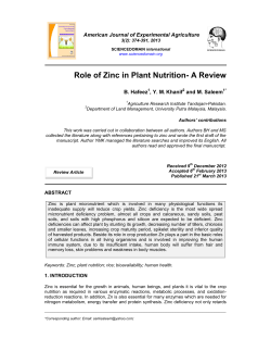 Role of Zinc in Plant Nutrition- A Review