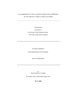 AN ASSESSMENT OF THE COGNITIVE BEHAVIOR