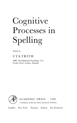 Cognitive Processes in Spelling