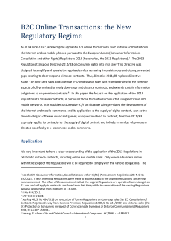 Part 4 of the 2013 Regulations deals with a consumer`s right to