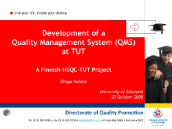 (QMS) at Tshwane University of Technology (TUT)