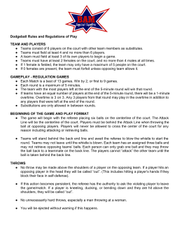 Dodgeball Rules and Regulations of Play TEAM AND PLAYERS