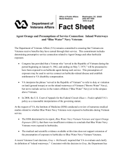 Agent Orange and Presumptions of Service Connection: Inland