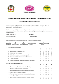 Evaluation Form Teacher 2015