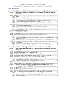 Part I. Constitutional and Statutory Limits on Federal Court Jurisdiction
