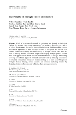Experiments on strategic choices and markets | SpringerLink