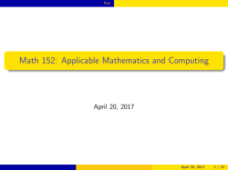 Math 152: Applicable Mathematics and Computing