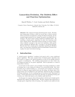 Lamarckian Evolution) The Baldwin Effect and Function Optimization