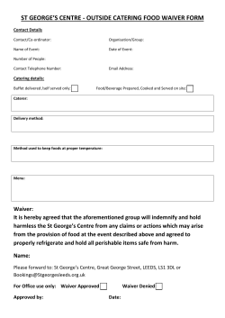st george`s centre - outside catering food waiver form