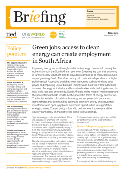 access to clean energy can create employment in South