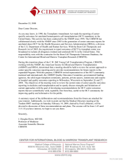 CIBMTR Required Center Outcomes Reportiing