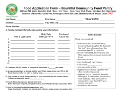 Food Application Form ~ Bountiful Community Food Pantry