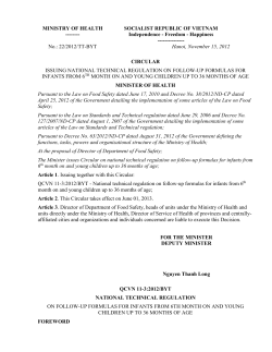 MINISTRY OF HEALTH -------- SOCIALIST REPUBLIC OF VIETNAM