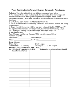 Team Registration for Town of Delavan Community Park League