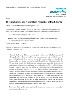 Physicochemical and Antioxidant Properties of Black Garlic