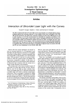 Interaction of ultraviolet laser light with the cornea.
