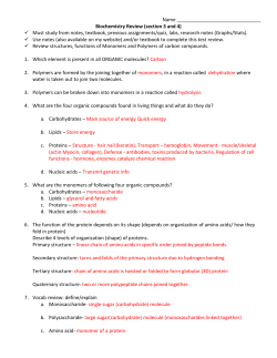 Biochemistry Review (section 3 and 4)