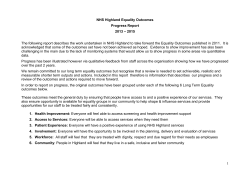 NHS Highland Equality Outcomes report &ndash; 2013 &ndash; 2015