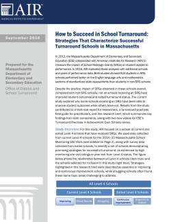 How to Succeed in School Turnaround