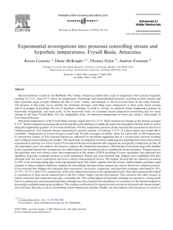 Experimental investigations into processes controlling stream and