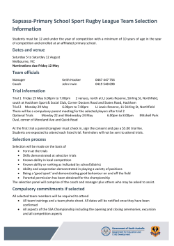 Sapsasa-Primary School Sport Rugby League Team Selection