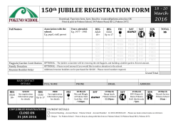 150 th JUBILEE REGISTRATION FORM
