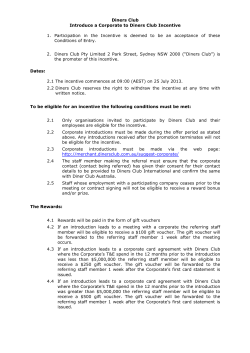 Diners Club Introduce a Corporate to Diners Club Incentive 1