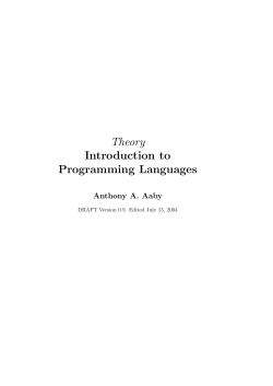 Theory Introduction to Programming Languages