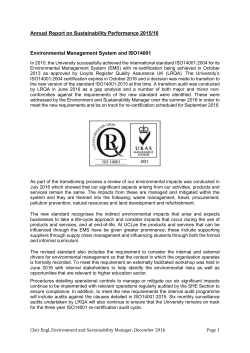 Annual Report on Sustainability Performance 2015/16