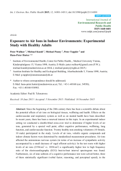 Exposure to Air Ions in Indoor Environments: Experimental