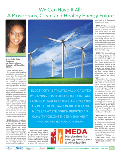 A Prosperous, Clean and Healthy Energy Future