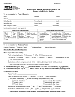 If child`s blood sugar is low (< ____ ), refer to Section II, Low Blood