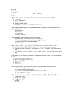 BIOS 1700 Dr. Tanda 6 October 2016 Week 7, Session 3 Review: 1