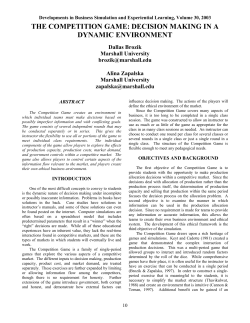 the competition game: decision making in a dynamic