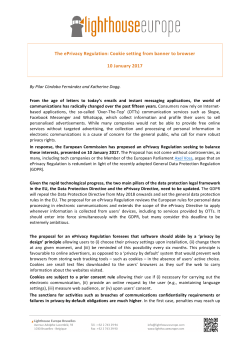 The ePrivacy Regulation: Cookie setting from banner to browser 10