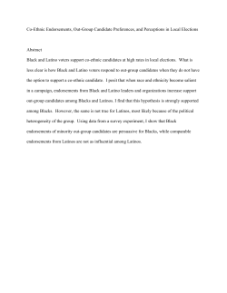 Co-Ethnic Endorsements, Out-Group Candidate